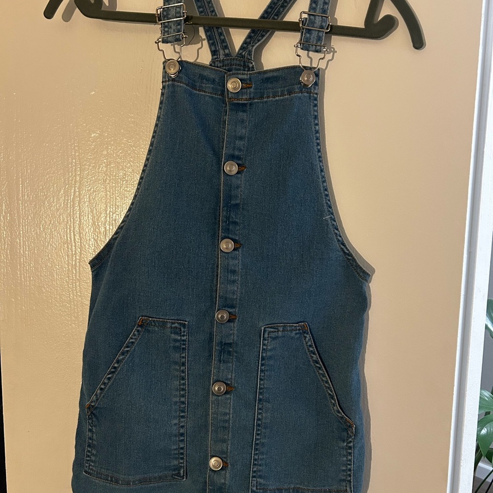 Denim Button-Front Overall Dress